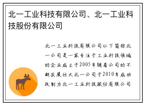 北一工业科技有限公司、北一工业科技股份有限公司